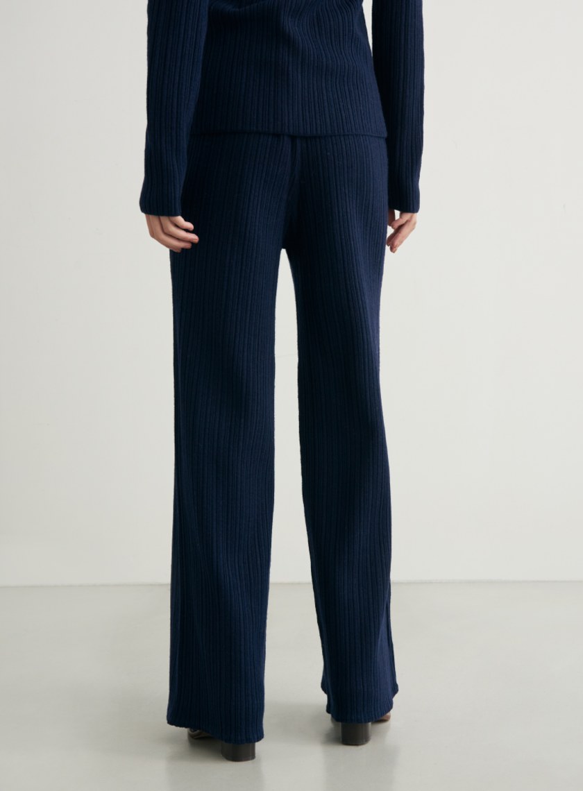 舒適坑條針織寬褲